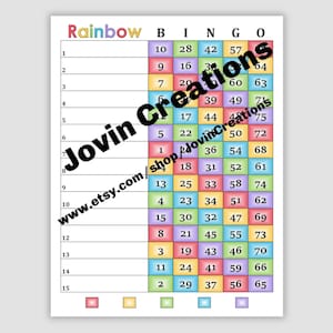 Rainbow Bingo Boards, 1 mixed, 1 straight, and 1 Blank, 15 line, 75 Call, Instant Printable Pdf Download