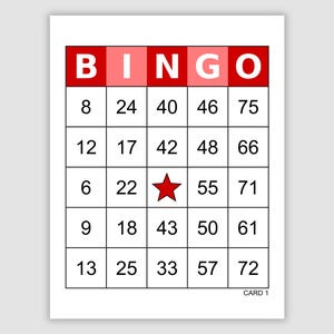 600 Bingo Cards Pdf Download, 1, 2, 4, and 6 Per Page, Instant Printable Fun Party Game, Simple Colorful, Large Print Bingo, Red
