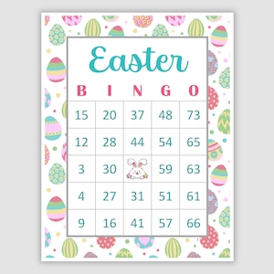200 Easter Bingo Cards Pdf Download, 1 and 2 Per Page, 75 Call, Instant Printable Fun Party Game, Easter Bunny