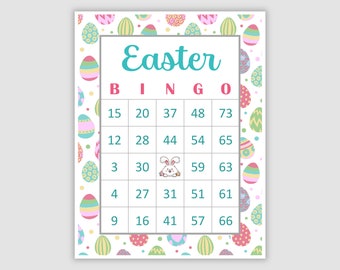 200 Easter Bingo Cards Pdf Download, 1 and 2 Per Page, 75 Call, Instant Printable Fun Party Game, Easter Bunny