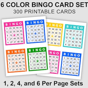 300 Bingo Cards Pdf Download, 1, 2, 4, and 6 Per Page, Instant Printable Fun Party Game, Colorful Bingo Cards for Summer, Spring, or Fiesta!
