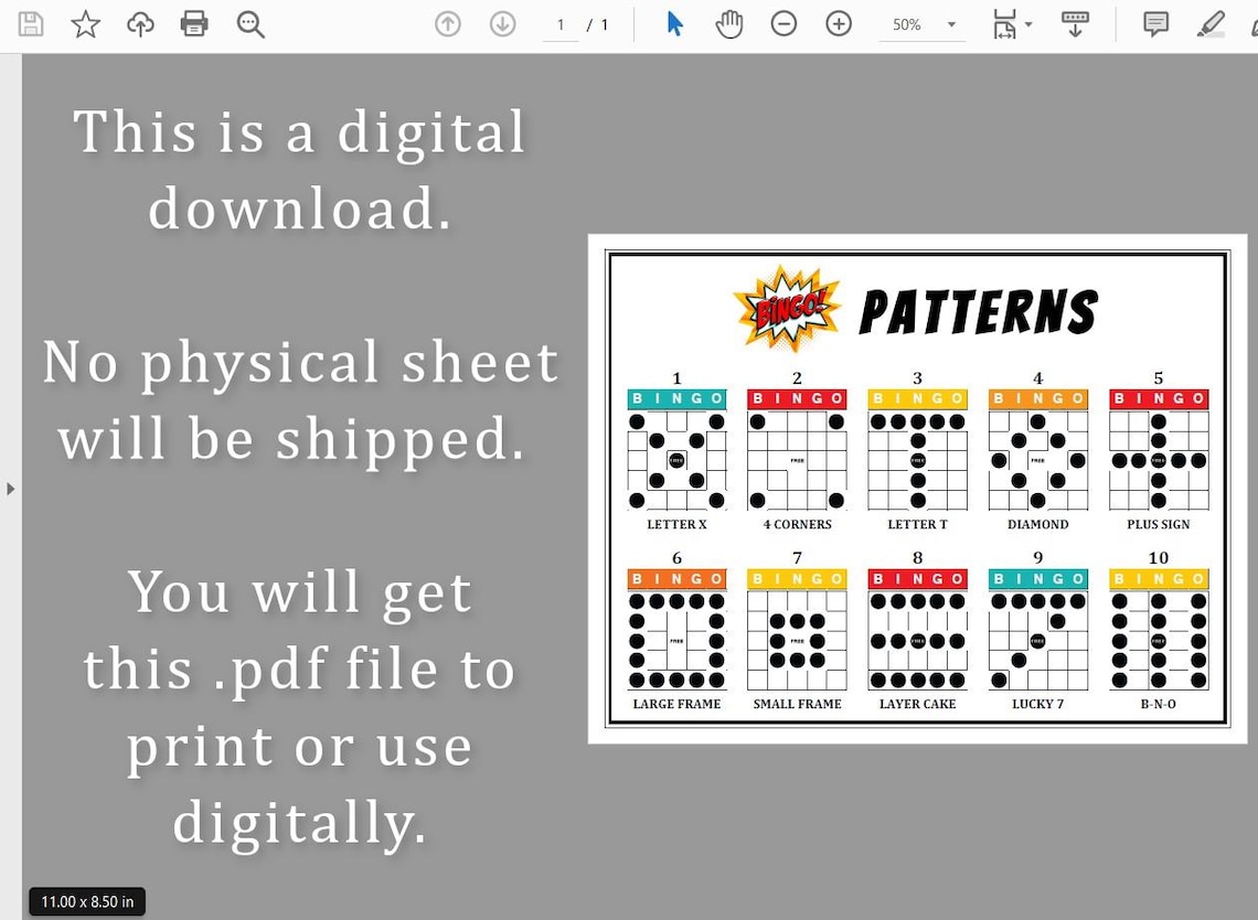 10 Game Bingo Patterns Program Flyer Bingo Patterns Printable Bingo ...