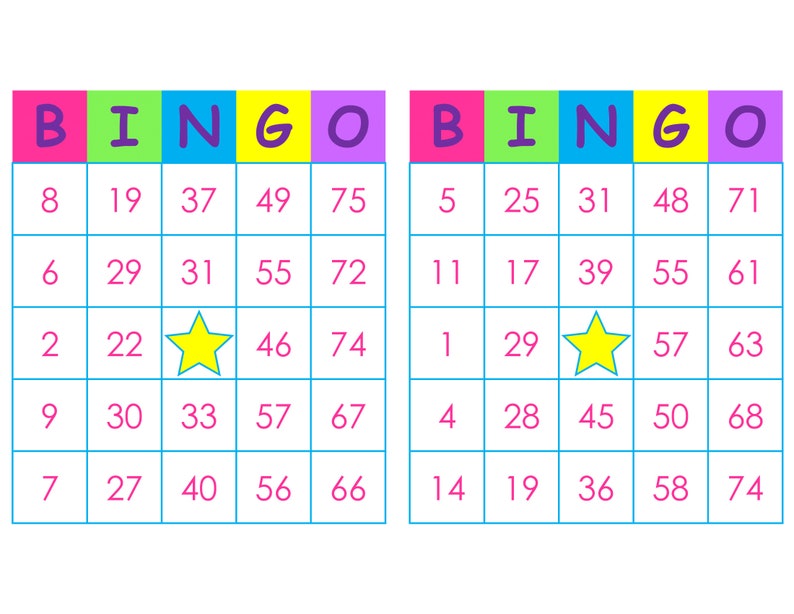 Bingo Cards 1000 Cards Prints 2 Per Page Immediate Pdf Etsy