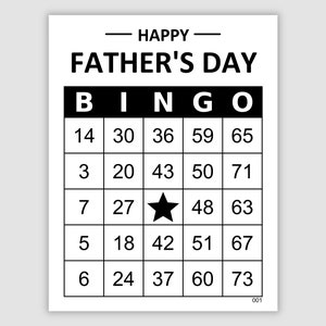 500 Father's Day Bingo Cards Pdf Download, 1, 2, and 4 Per Page, Black, Large Print, Instant Printable Fun Party Game