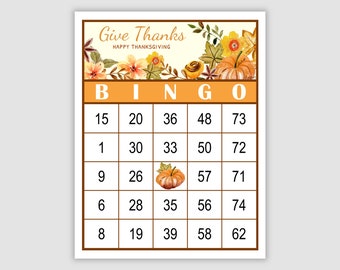 500 Thanksgiving Bingo Cards, 1, 2, and 4 Per Page, Intant Printable Pdf Download, Fun Thanksgiving Holiday Party Game