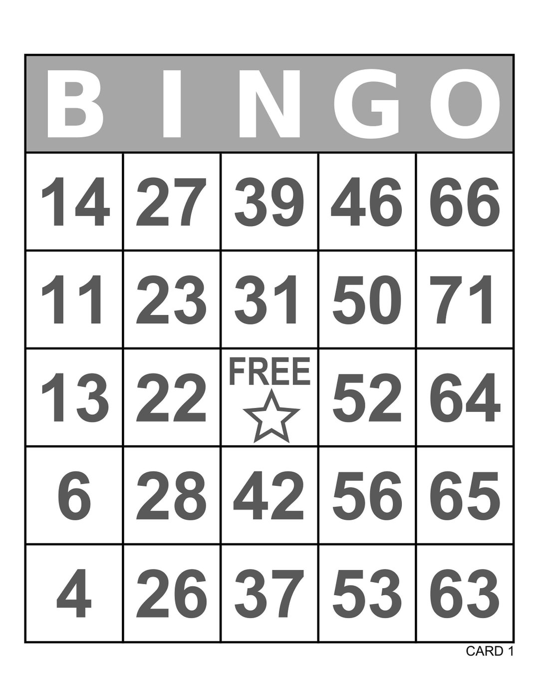 10 Bingo Cards Pdf Download, 1 per Page, Jumbo Print Easy Read for Low ...