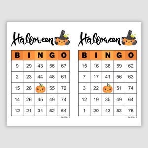 200 Halloween Bingo Cards PDF, 1, 2, and 4 per page, Halloween bingo print out printable bingo Halloween printable Halloween bingo printable