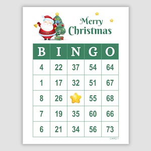 200 Christmas Bingo Cards Pdf Download, 1 and 2 Per Page, Instant Printable Fun Party Game, Santa and Tree