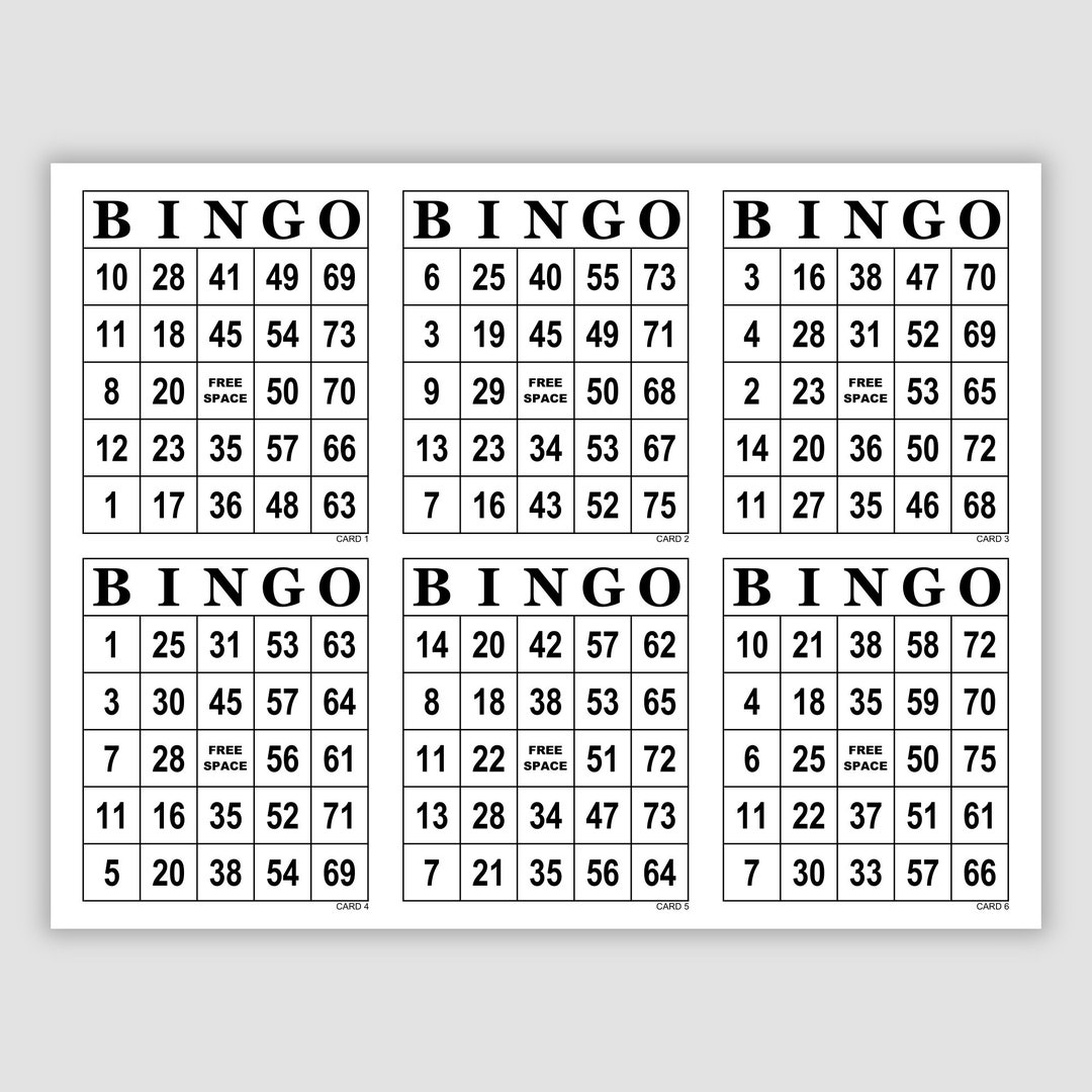2000 Jumbo Printable Bingo Cards Pdf Download, 1, 2, 4, and 6 per Page ...