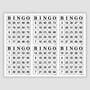 2000 Jumbo Printable Bingo Cards Pdf Download, 1, 2, 4, and 6 Per Page, Fun Party Game, Large Print Simple Black and White