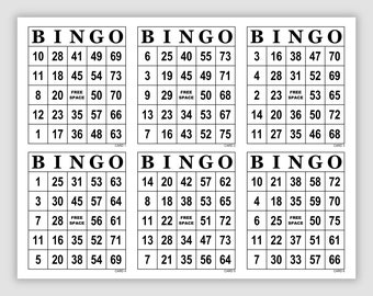 2000 Jumbo Printable Bingo Cards Pdf Download, 1, 2, 4, and 6 Per Page, Fun Party Game, Large Print Simple Black and White