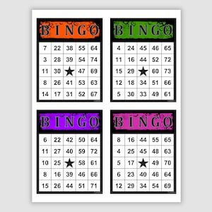 1000 Halloween Bingo Cards Pdf Download, 1, 2, and 4 Per Page, Instant Printable Fun Party Game, 4 Colors