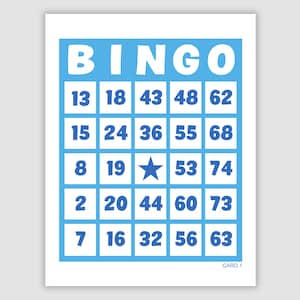 100 Printable Bingo Cards Pdf Download, 1, 2, and 4 Per Page, Fun Party Game, Blue