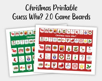 Christmas Guess Who 2.0 Printable Game Boards Christmas Printable Game Guess Who Inserts