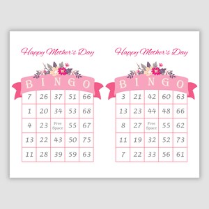 200 Mother's Day Bingo Cards Pdf Download, 2 Per Page, 75 call, Instant Printable Fun Party Game