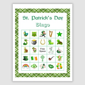 100 St. Patrick's Day Bingo Cards, 1 Per Page, Instant Printable Pdf Download, Fun Party Game, plaid