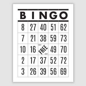 5000 Printable Bingo Cards, Pdf Download, 1, 2, and 4 Per Page, Fun Party Game