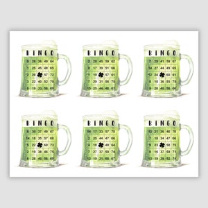 1000 Green Beer Bingo Cards, 1, 2, 4, and 6 Per Page, Instant Printable Pdf Download, Fun St. Patrick's Day Bingo Party Game
