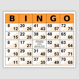 1000 Double Bingo Cards Pdf Download, 1, 2, and 4 Per Page, Instant Printable Fun Party Game, Double Action Bingo, Orange