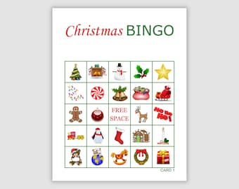100 Christmas Bingo Cards Pdf Download, 1 and 2 per page, Printable Christmas Party Game Printable Christmas Game Printable Holiday Game