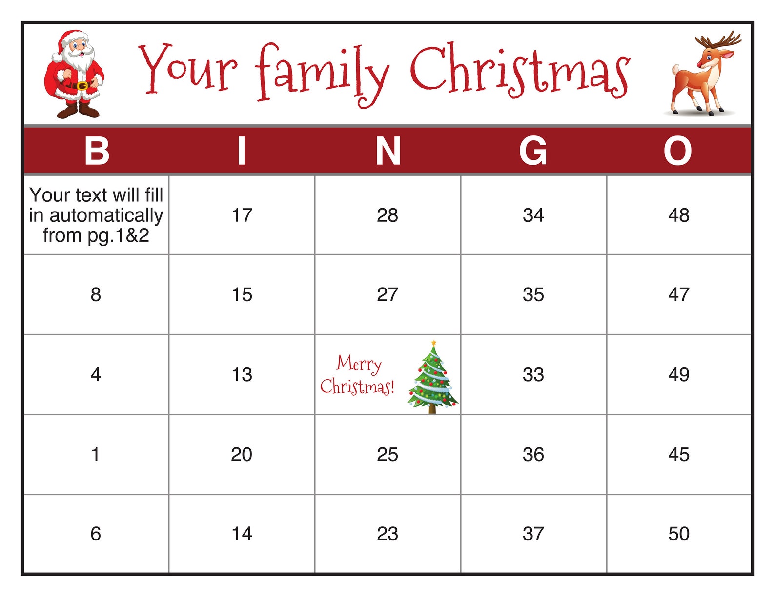 Editable Bingo Card Template Makes 100 Cards 50 Call Game Etsy