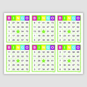 1200 Bingo Cards Pdf Download, 1, 2, 4, and 6 Per Page, Instant Printable Fun Party Game, Simple Colorful, Large Print Bingo, Neon Colors