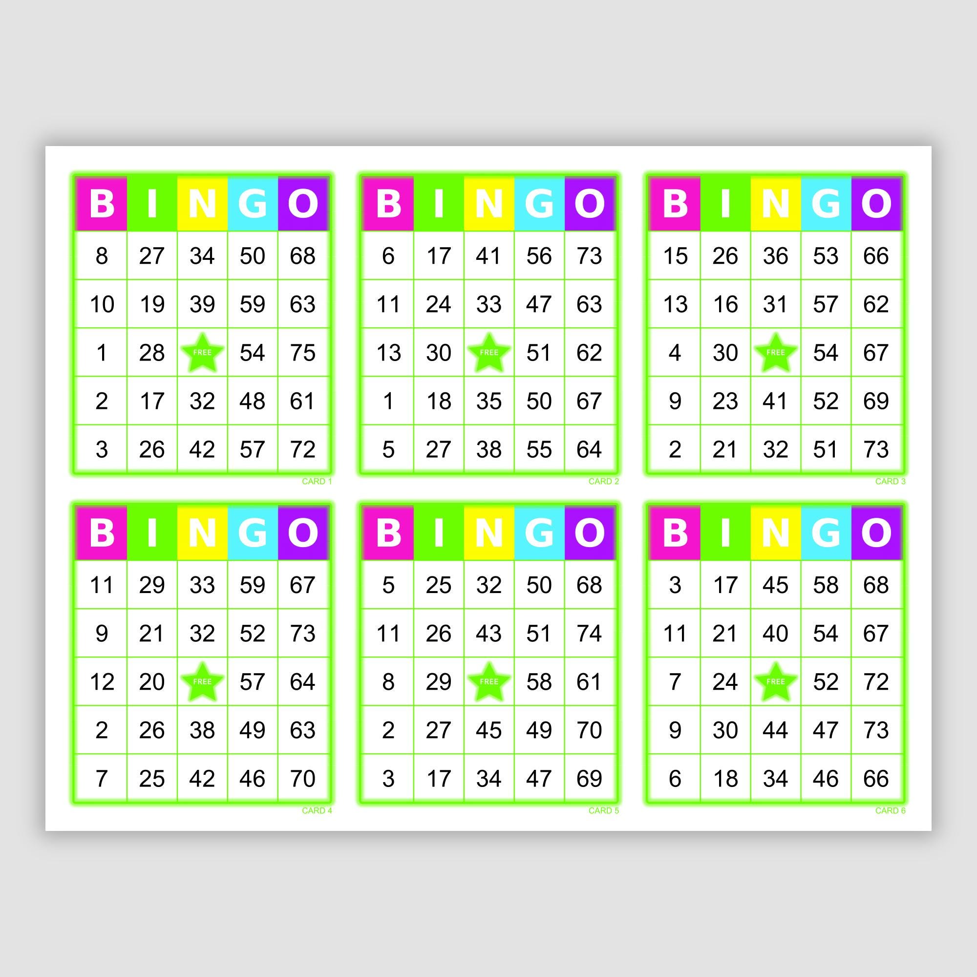 600 Bingo Cards Pdf Download, 1, 2, 4, and 6 per Page, Instant