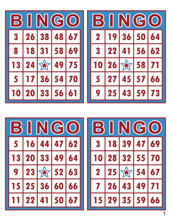 Bingo Cards 1000 cards 4 per page Instant pdf download - Etsy España