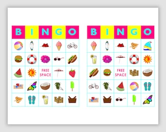 200 Summer Bingo Cards, 2 Per Page, Instant Printable Pdf Download, Fun Summer Party Game