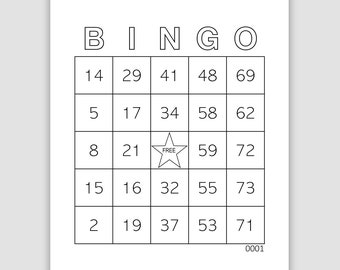 3000 Bingo Cards Pdf Download, 1, 2, or 4 Per Page, Instant Printable Fun Party Game, Ink Saver, Minimalist Printer Friendly File