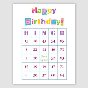 100 Birthday Bingo Cards Pdf Download, 1 Per Page, Instant Printable Fun Party Game