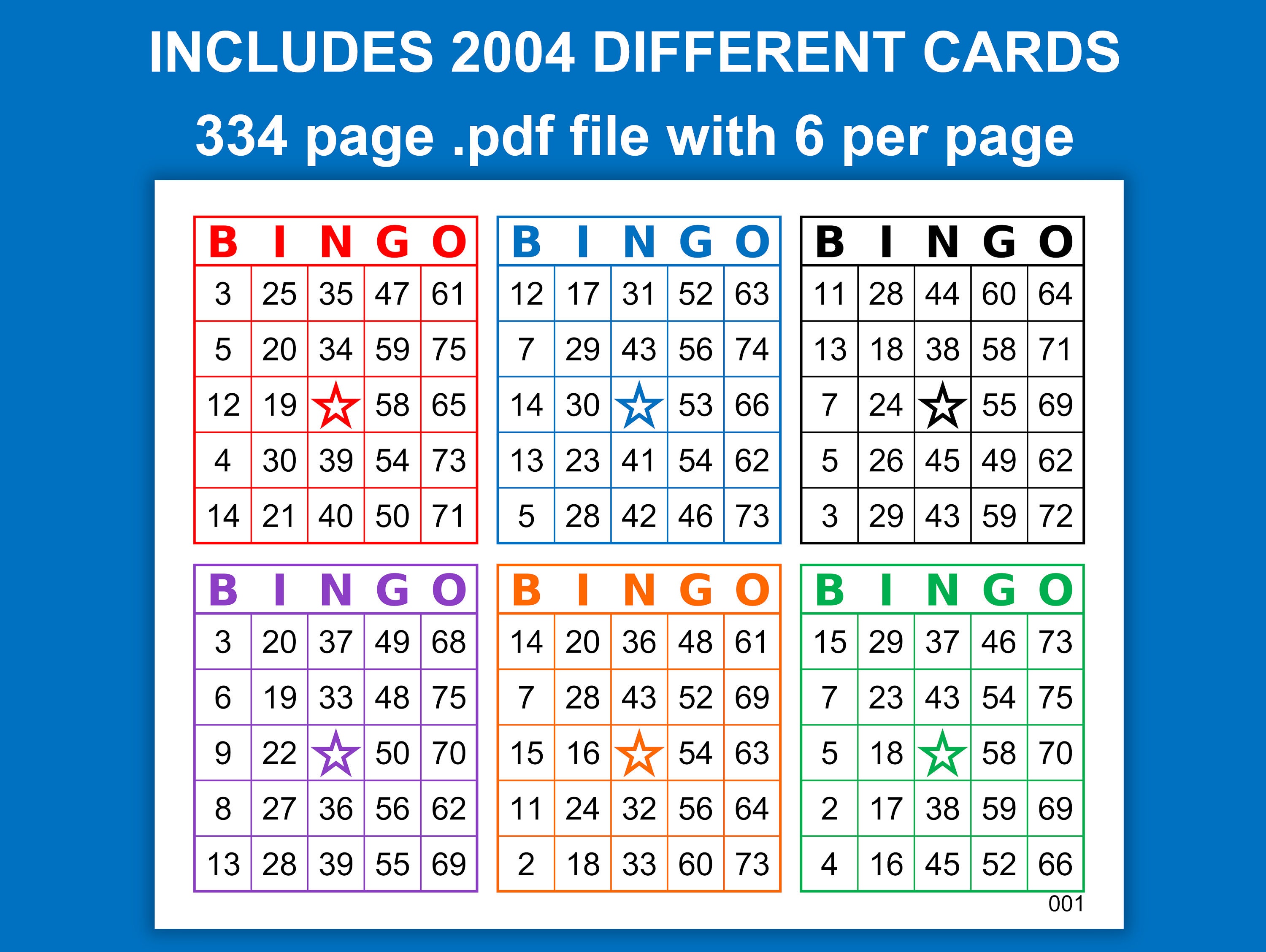 Bingo Cards 2004 Cards Prints 6 per Page Instant Pdf - Etsy