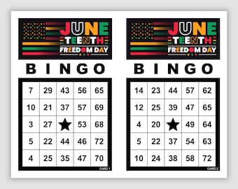 1000 Juneteenth Bingo Cards Pdf Download, 1 and 2 Per Page, Instant Printable Fun Party Game