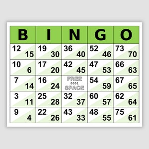 1000 Double Bingo Cards Pdf Download, 1, 2, and 4 Per Page, Instant Printable Fun Party Game, Double Action Bingo, Green