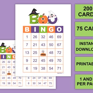 200 Halloween Bingo Cards Pdf Download, 1 and 2 per Page, Instant ...
