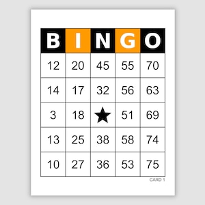 600 Bingo Cards Pdf Download, 1, 2, 4, and 6 Per Page, Instant Printable Fun Party Game, Large Print, Black Orange, Halloween Bingo Cards
