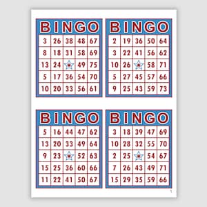 1000 Patriotic Bingo Cards Pdf Download, 4 Per Page, Instant Printable Fun Party Game