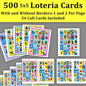 Loteria Cards 500 Card PDF Set 1, 5x5, Printable Bingo Cards Loteria Card Printable Print Loteria Cards Virtual Mexican Lottery Cards