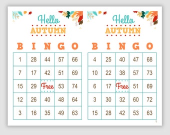 1000 Autumn Bingo Cards Pdf Download, 2 Per Page, Instant Printable Fun Party Game, Fall Bingo