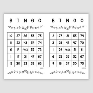 1000 Printable Bingo Cards Pdf Download, 1, 2, and 4 Per Page, Instant Printable Fun Party Game, Laurels