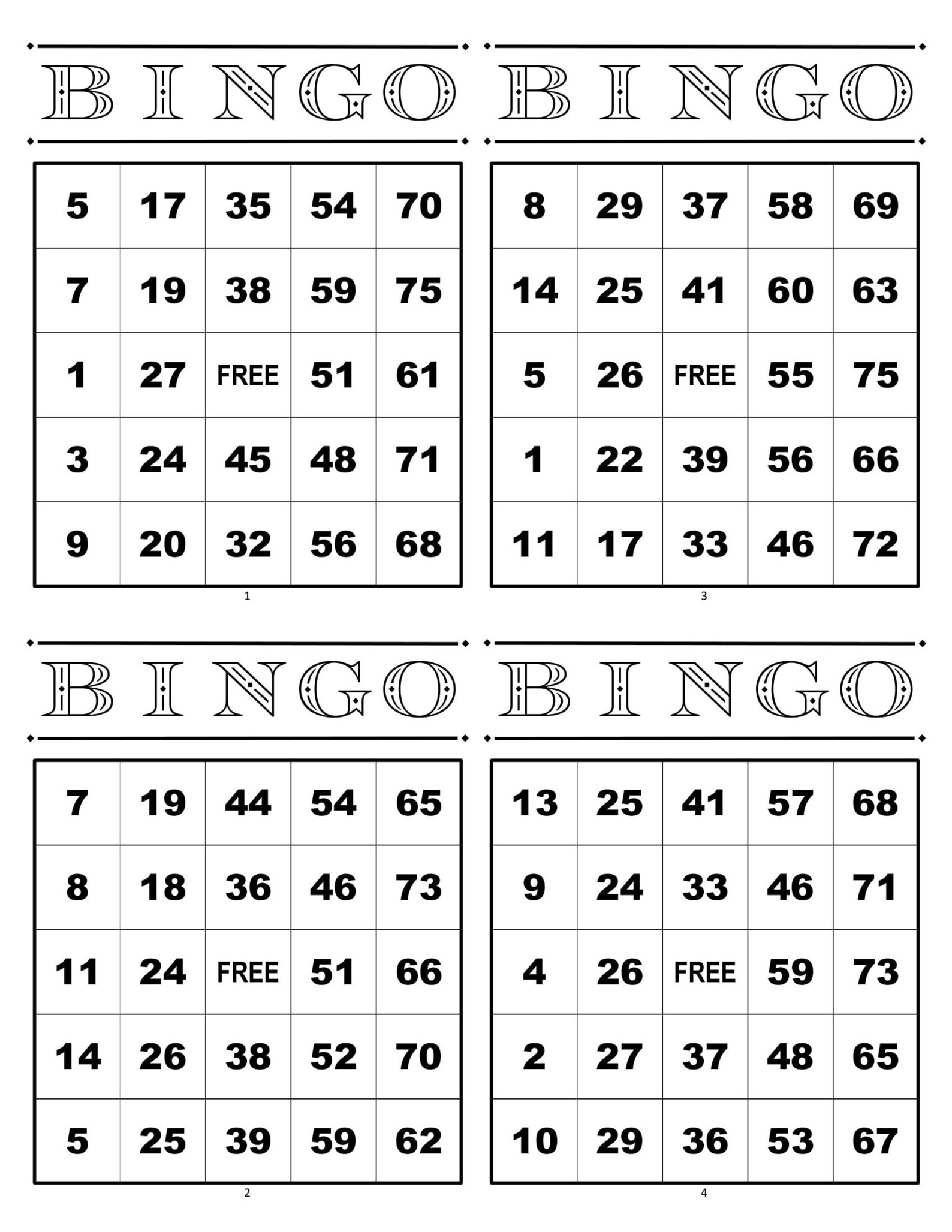 Bingo Cards 1000 Cards 4 per Page Black Instant Printable - Etsy Australia