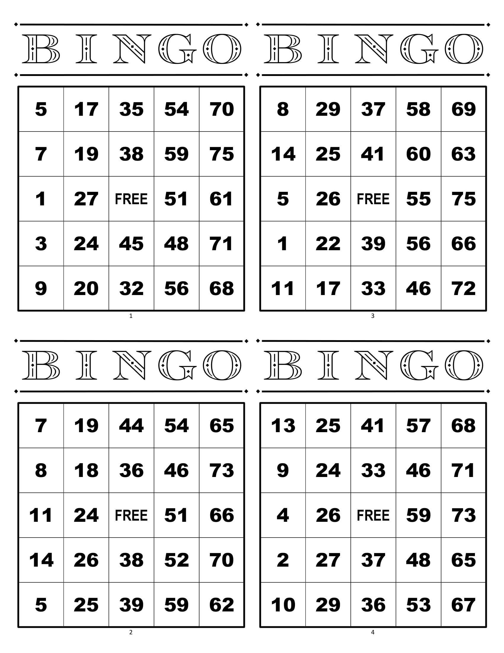 Bingo Cards 1000 Cards 4 per Page Black Instant Printable - Etsy