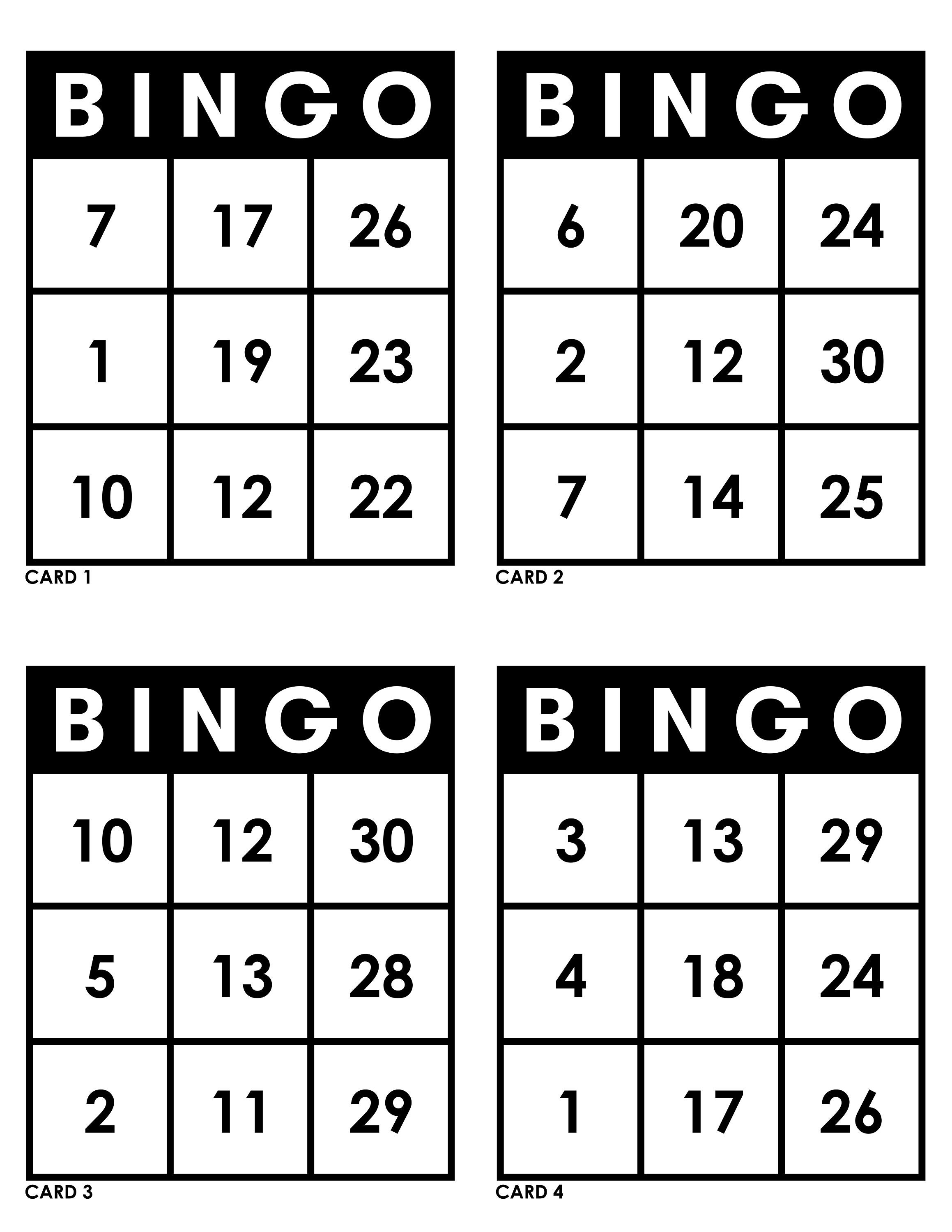 Large Print Bingo Cards 500 Cards 30 Call 3 X 3 Grid - Etsy