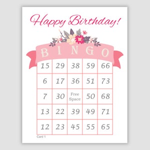 200 Birthday Bingo Cards Pdf Download, 1 Per Page, Instant Printable Fun Party Game, Floral
