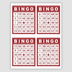 1000 Bingo Cards Pdf Download, 1, 2, and 4 Per Page, Instant Printable Fun Party Game, Retro Red