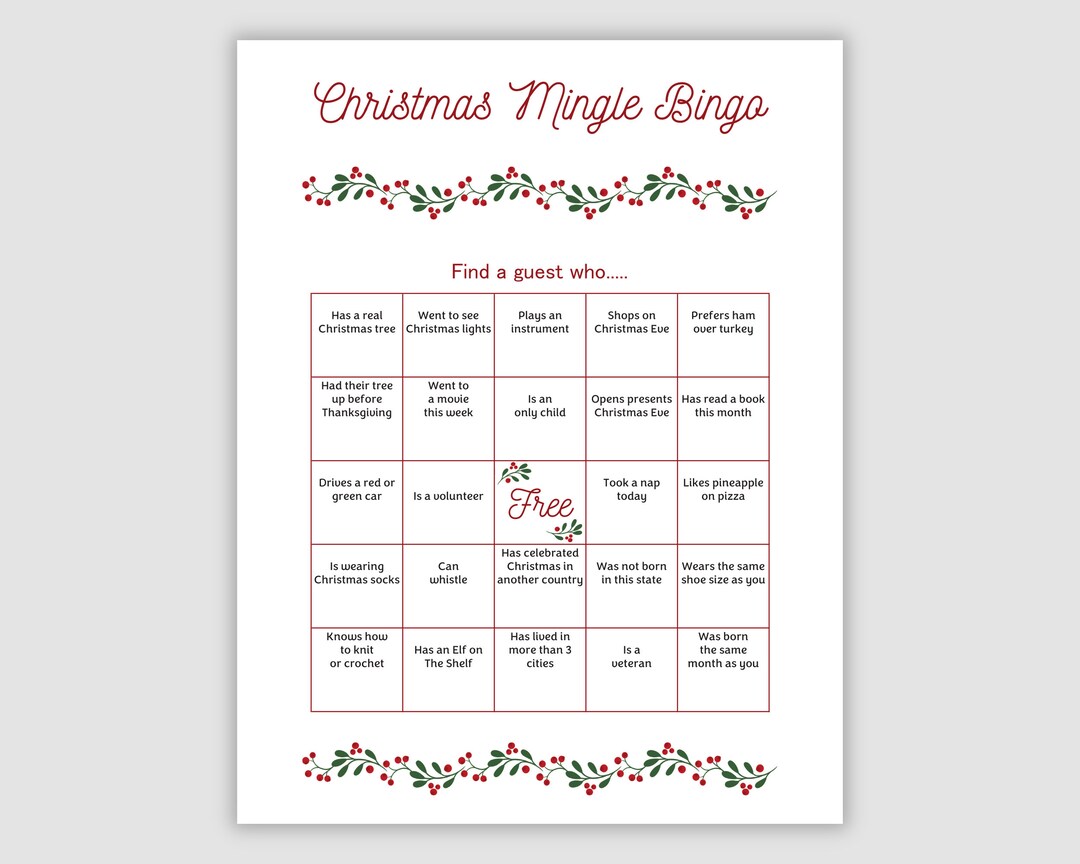 500 Christmas Mingle Bingo Cards Pdf Download, 1 and 2 per Page ...