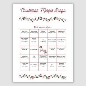 500 Christmas Mingle Bingo Cards Pdf Download, 1 and 2 Per Page, Instant Printable Fun Party Game, Find The Guest, Find Someone Who