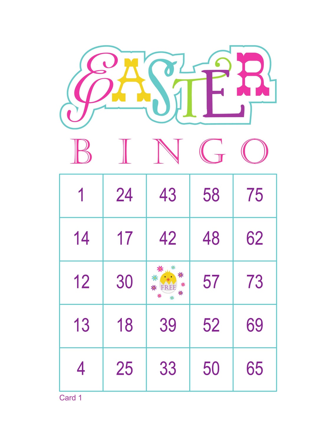 Easter Bingo Cards 100 Cards 1 Per Page 75 Call Instant Etsy