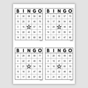 1000 Bingo Cards Pdf Download, 4 Per Page, Instant Printable Fun Party Game, ink saver printer friendly minimalist file