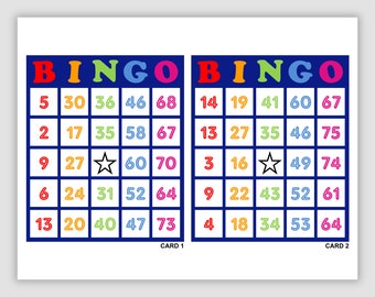 200 Bingo Cards Pdf Download, 2 Per Page, Instant Printable Fun Party Game, Colorful